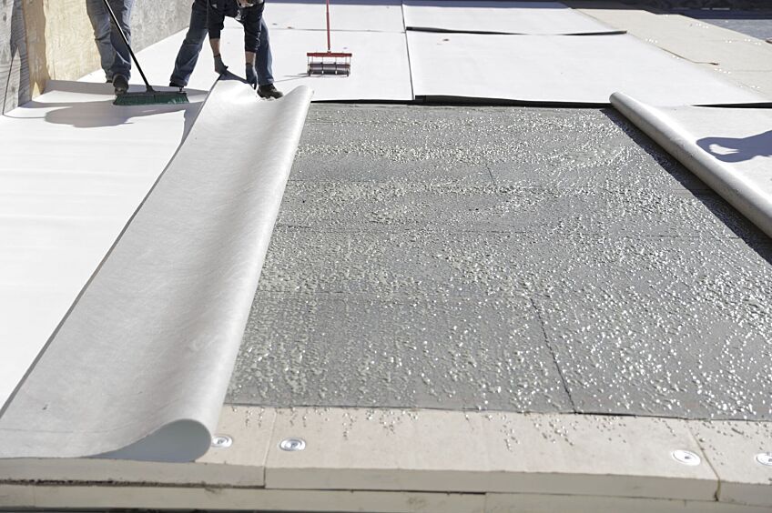 A close-up of a hybrid roofing system.