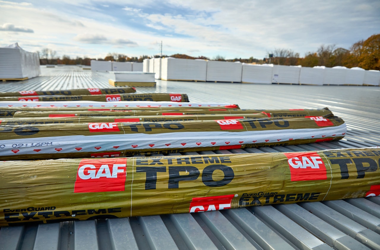 GAF Extreme TPO Roofing Membranes Ready to be installed on a commercial roof