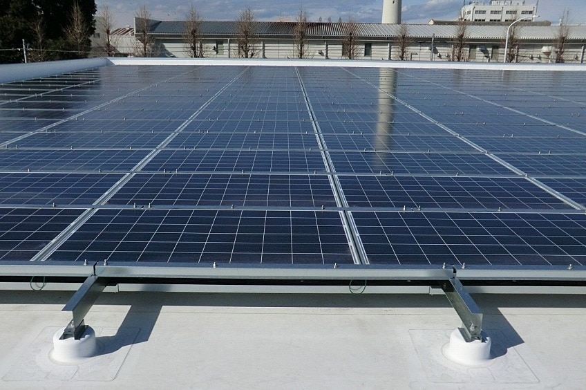 Solar installation on a commercial roof
