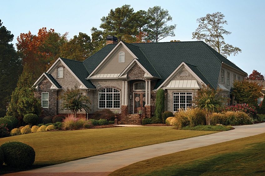 Roofing shingles on home