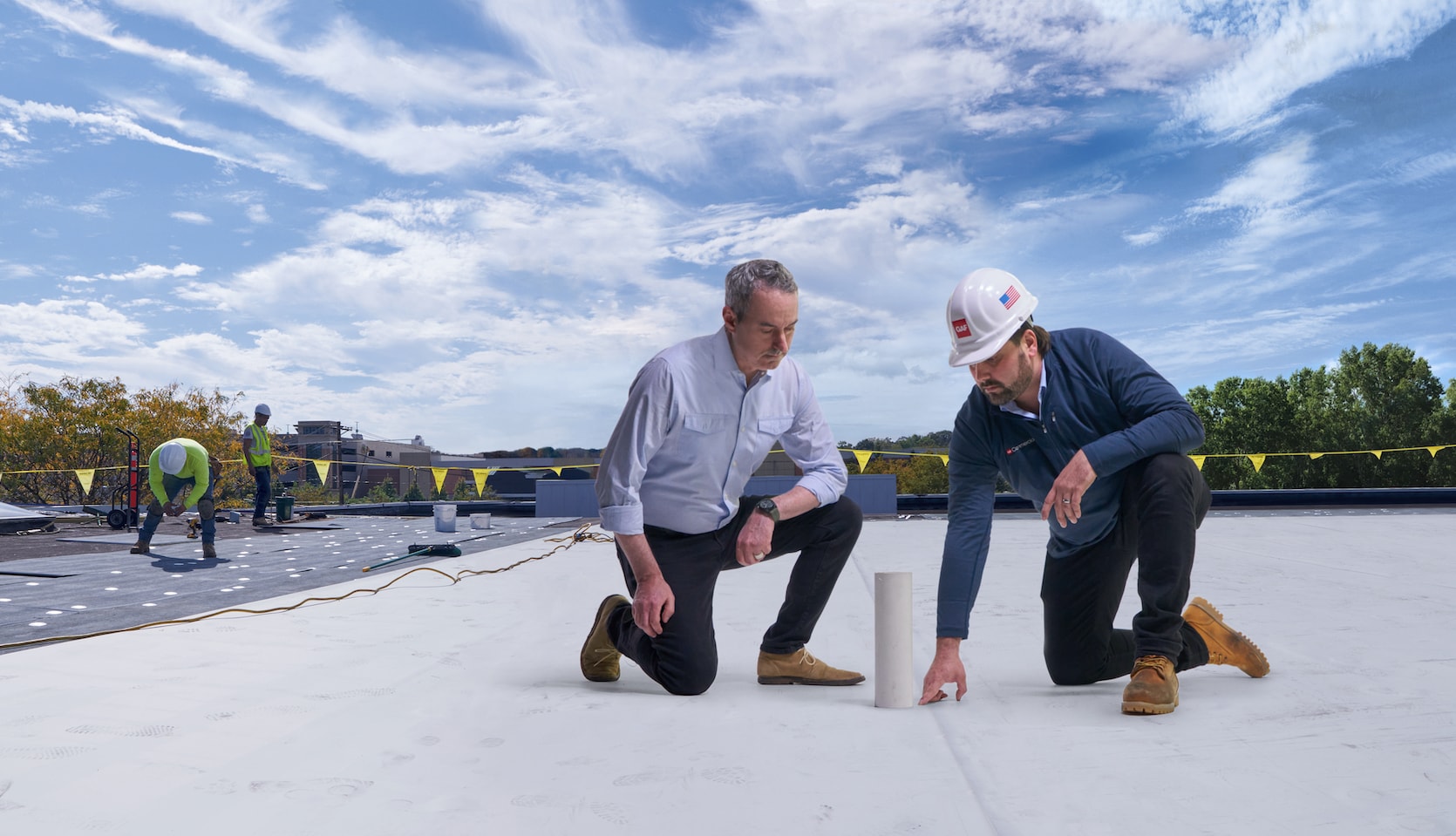 Inspector and Architect on a Commercial Roofing Project