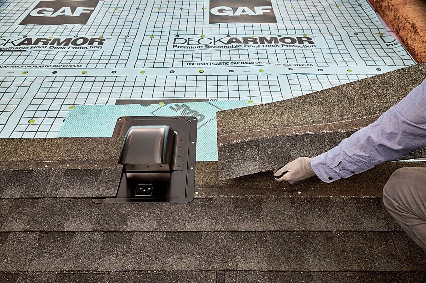Master Flow Bath and Dryer vent installed on a residential roof.