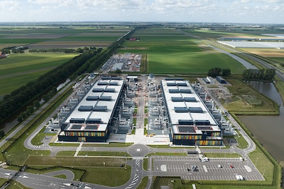 An aerial photo of a data center.
