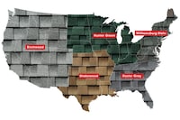 Shingle Color Map by Region 2025