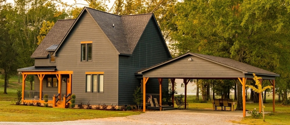 Modern farmhouse dark grey with front porch Modern farmhouse dark grey with front porch