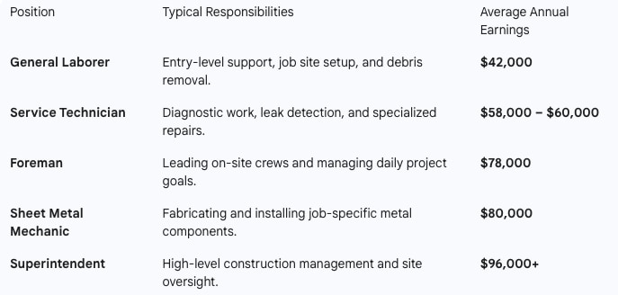 roofing industry salaries Chart with typical roofing salaries
