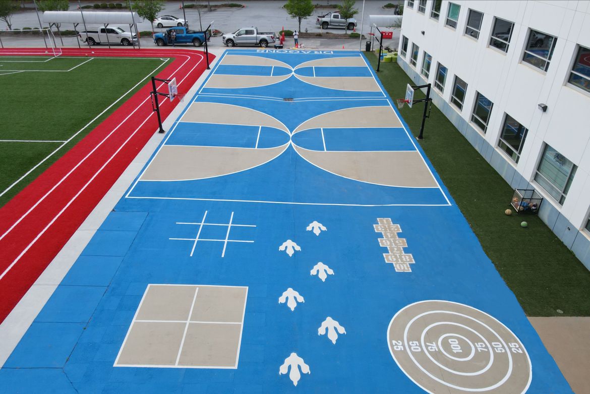 Overhead Shot of EMA on School Sports Court