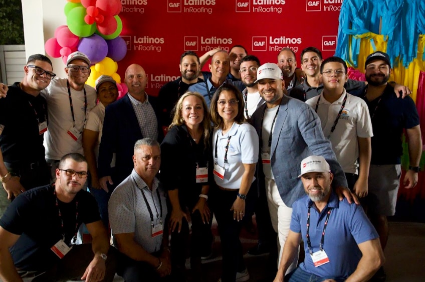 Participants gathered for photo at the Latinos in Roofing Summit and Exposition.