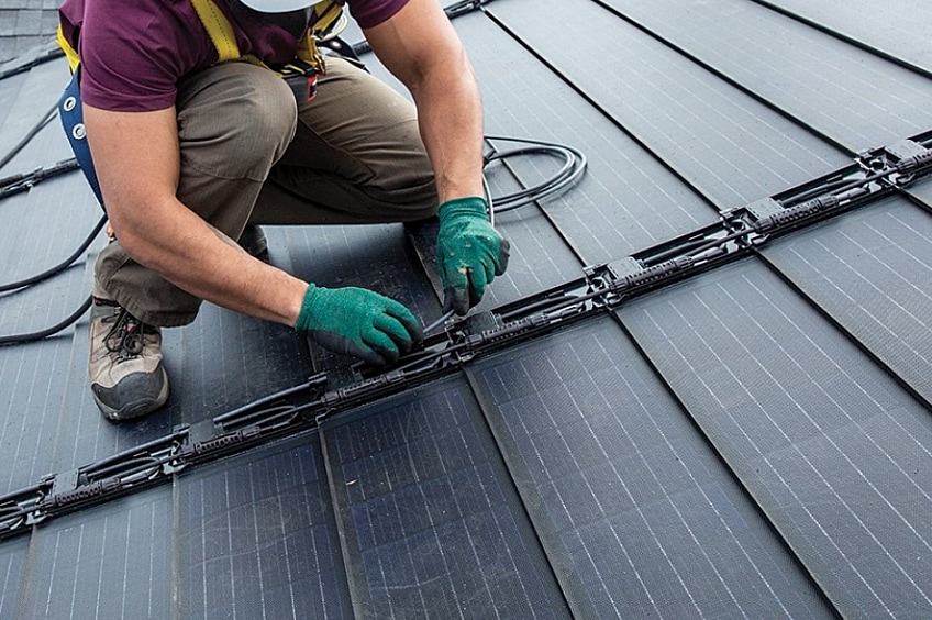 GAF roofer shows how to install a solar roof