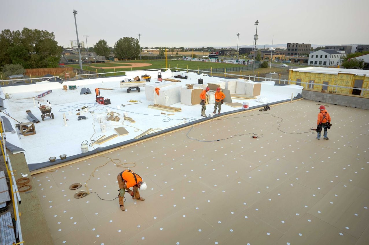 Built up roofing system install on a commercial roof.
