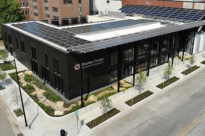 Stanley Center, Muscatine, IA topped with GAF Everguard TPO Extreme roof membrane.